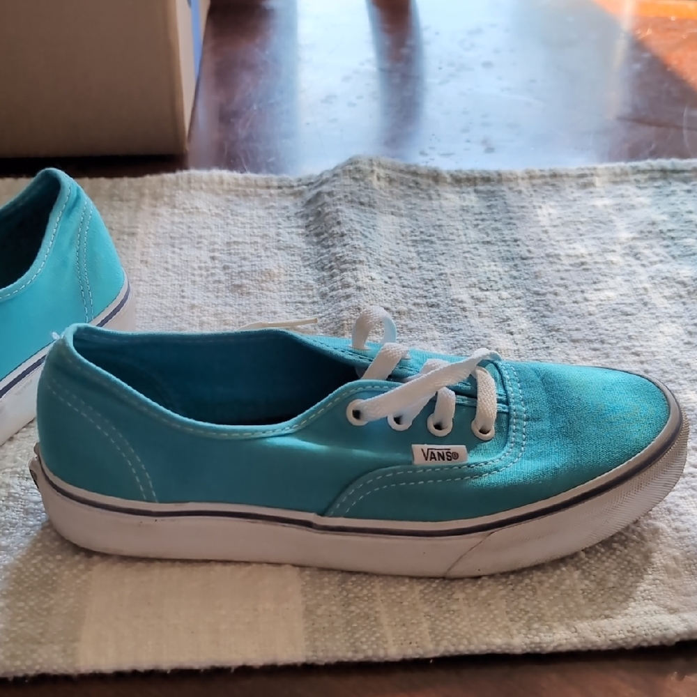Vans Blue and White Canvas Sneakers Classic Lace-Up - Picture 10 of 12